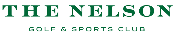 Green text logo reads The Nelson Golf & Sports Club on a light background.