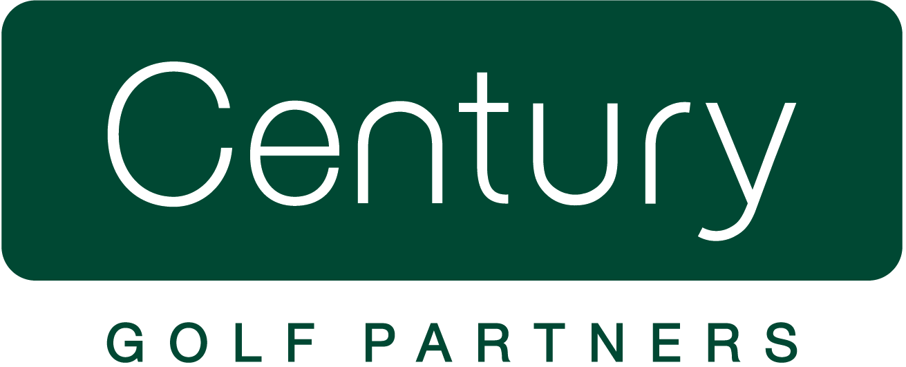 Century Golf Partners logo with white text on a dark green background.